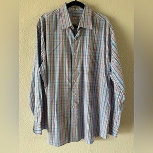 Peter Millar Crown Finish Plaid Button-Down Shirt Size XL Excellent Condition